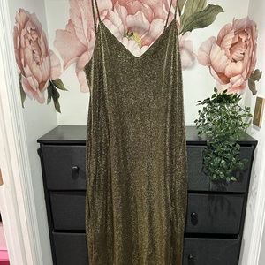Eloquii Gold Sparkle Slip Dress - Size 22